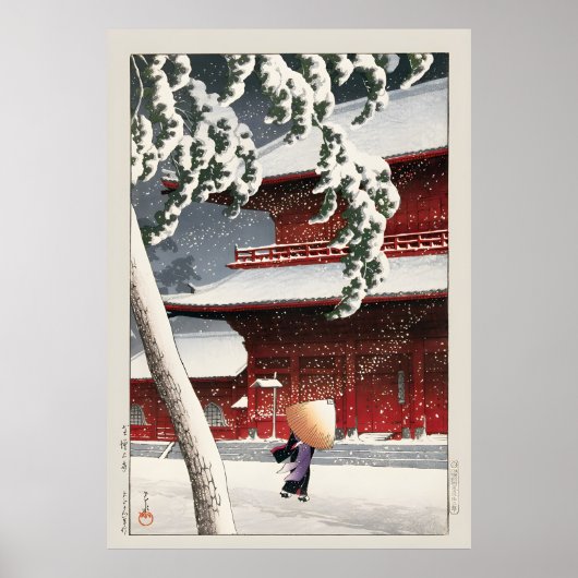 Geisha in het Sneeuw Storm Kawase Hasui Poster (Voorkant)
