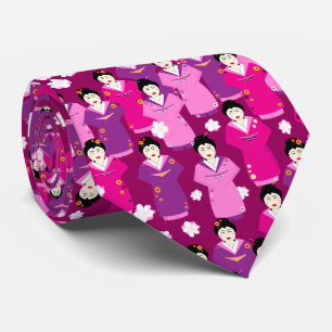 Geisha in Kimonos Japans Patroon Stropdas