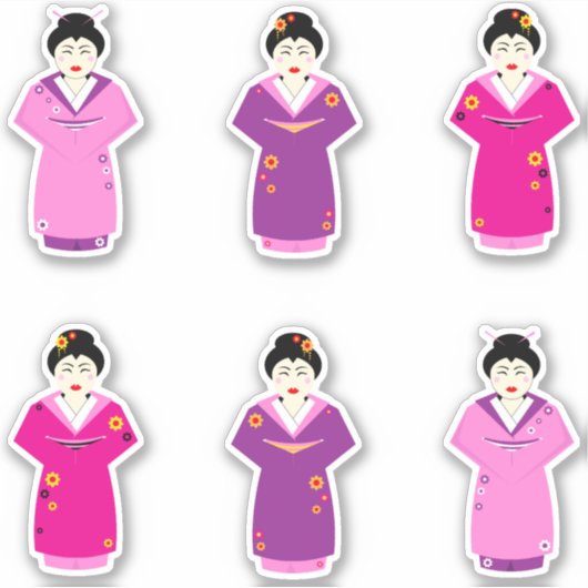 Geisha in traditionele jurk Kimonos Sticker (Voorkant)