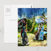 Geisha in Wisteria Garden Old Japan Briefkaart (Voorkant / Achterkant)