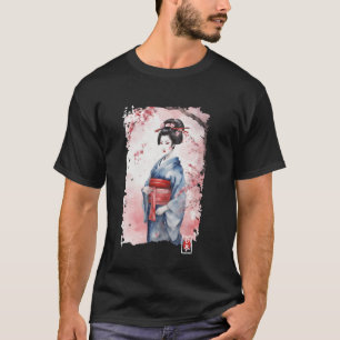 Geisha Japan Dansen Zingen Muziek Kunst Kersenbome T-shirt