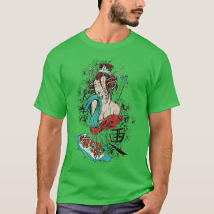 Geisha Japan Tokyo Japanse arrior Kanji Art Retr T-shirt