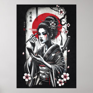Geisha Japans Anime Tatoeage Kunst Poster