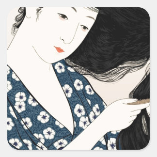 Geisha japón vierkante sticker