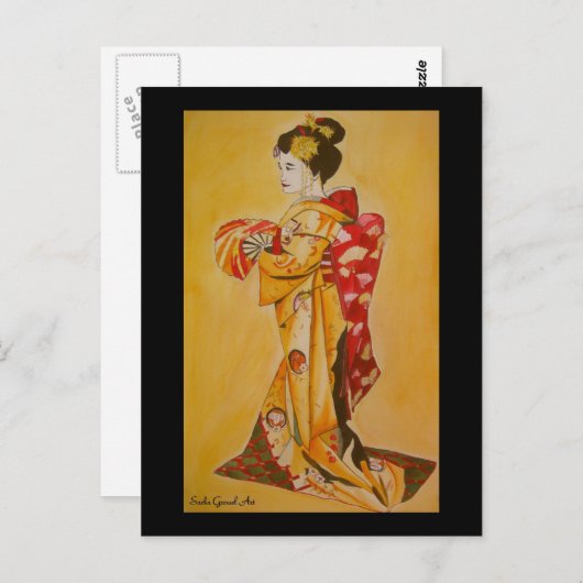 Geisha K Japans briefkaart van Sacha Grossel Art (Voorkant / Achterkant)