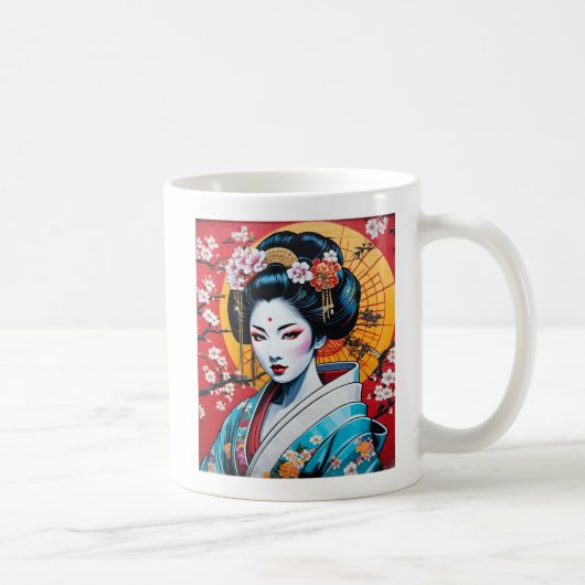 Geisha, Kimono, Sakura, cherry blossoms, Japanese  Koffiemok (Rechts)