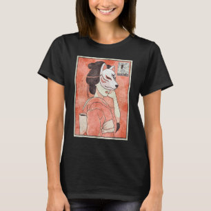 Geisha Kitsune Fox Masker Japanse Esthetische T-shirt