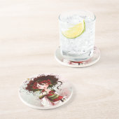 Geisha klaproos zandsteen onderzetter (Zijkant)