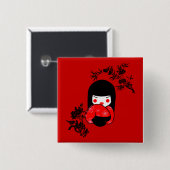 geisha-knop vierkante button 5,1 cm (Voorkant /achterkant)