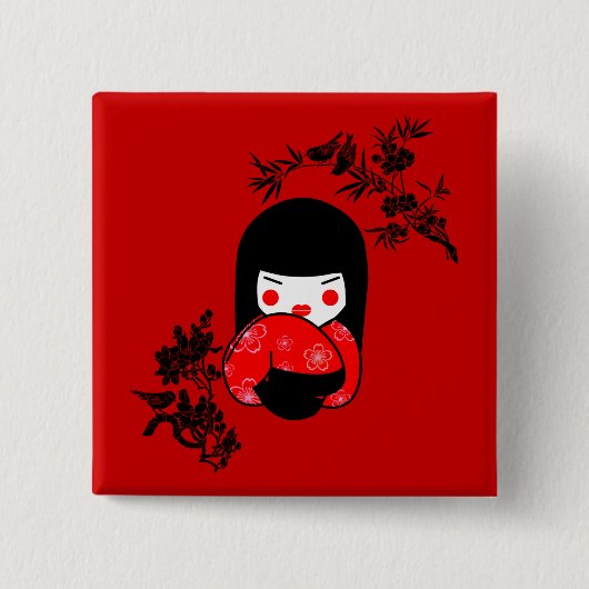 geisha-knop vierkante button 5,1 cm (Voorkant)