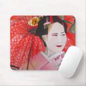 Geisha kunst met Red Umbrella Muismat (Met muis)