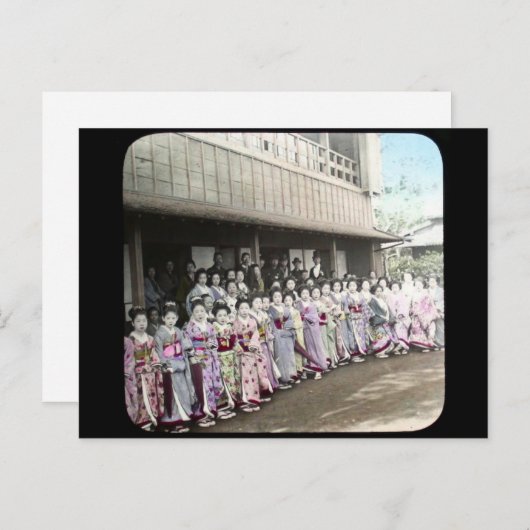 Geisha Magic Lantern Slide Briefkaart (Voorkant / Achterkant)