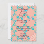 Geisha meisje en bloemen verjaardagsfeestje uitnod kaart (Achterkant)