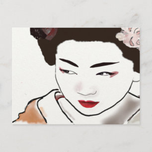 Geisha Meisje Waterverf Briefkaart