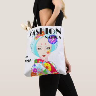 Geisha met bloemen Pop kunst Tote Bag