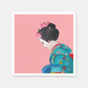 Geisha met Cherry Blossom Japanse homeware Servet