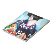Geisha met donkerblauw kimono origineel kunstschil notitieblok (Linkerzijde)