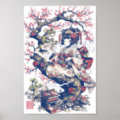 Geisha met draak en katten 37010 poster (Voorkant)