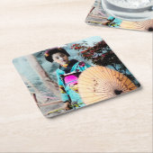 Geisha met een Wagasa Paper Parasol Japan Kartonnen Onderzetters (Schuin)