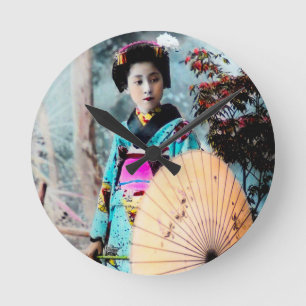 Geisha met een Wagasa Paper Parasol  Japan Ronde Klok