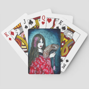 Geisha met Fan Pokerkaarten