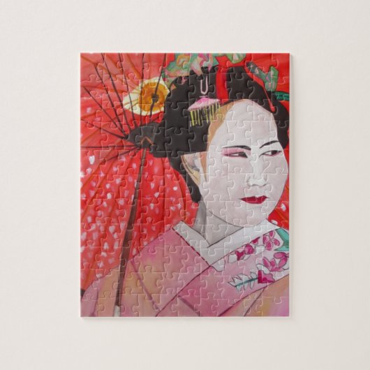 Geisha met het originele schilderij van Red Umbrel Legpuzzel (Verticaal)