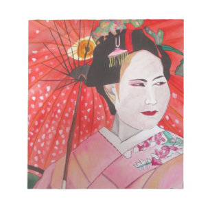 Geisha met het originele schilderij van Red Umbrel Notitieblok