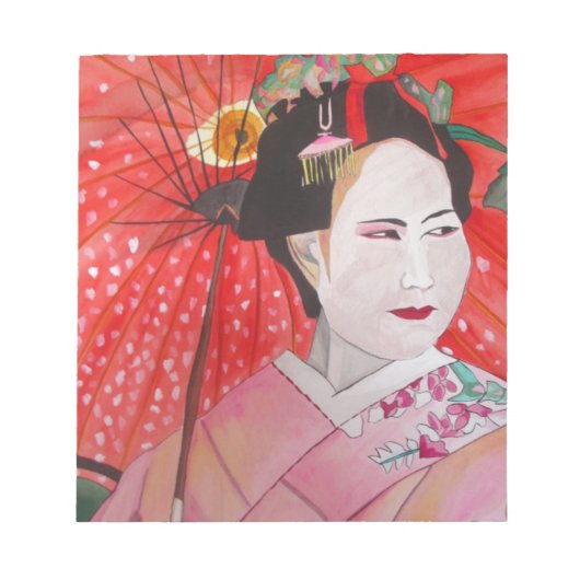 Geisha met het originele schilderij van Red Umbrel Notitieblok (Voorkant)