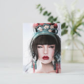 Geisha met Kissable Lips Briefkaart (Staand voorkant)