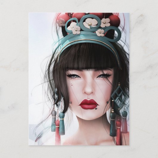 Geisha met Kissable Lips Briefkaart (Voorkant)