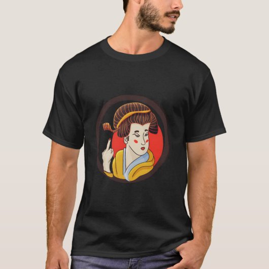 Geisha met Middelvinger T-shirt (Voorkant)