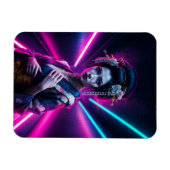 Geisha met Neon Background - Fridge Magnet Art Magneet (Horizontaal)