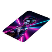 Geisha met Neon Background - Fridge Magnet Art Magneet (Linkerzijde)