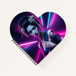 Geisha met Neon Background - Fridge Magnet Art Notitieboek