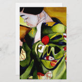 Geisha met olijfgroene kimono briefpapier (Voorkant / Achterkant)