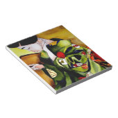 Geisha met olijfgroene kimono notitieblok (Schuin)