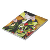 Geisha met olijfgroene kimono notitieblok (Linkerzijde)