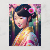 Geisha met paardenbloemen, Postcrossing Briefkaart (Voorkant)