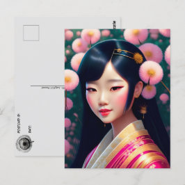 Geisha met paardenbloemen, Postcrossing Briefkaart