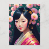 Geisha met paardenbloemen, Postcrossing Briefkaart (Voorkant)