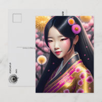 Geisha met paardenbloemen, Postcrossing