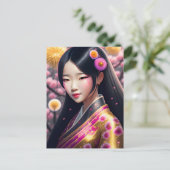Geisha met paardenbloemen, Postcrossing Briefkaart (Staand voorkant)