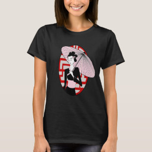 Geisha met paraplu vintage Japanse vrouwen Pri T-shirt