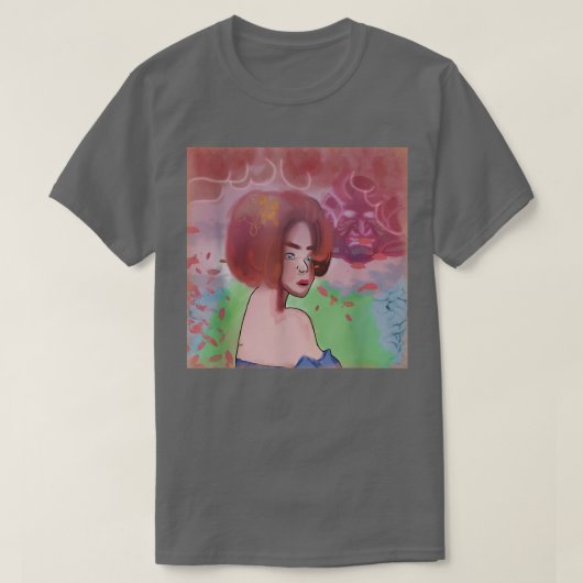 Geisha met samurai in de wolken van de Japanse Har T-shirt (Design voorkant)