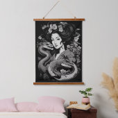Geisha met slangen hangend wandkleed (Slaapkamer)