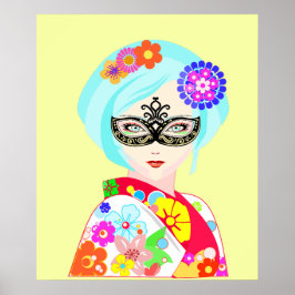 Geisha met Venetiaans masker Poster