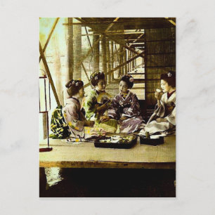  geisha-mijnbouw samen in het Oude Japanse diner Briefkaart