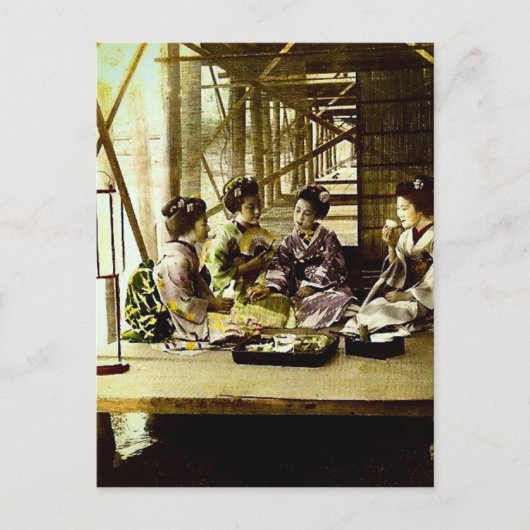  geisha-mijnbouw samen in het Oude Japanse diner Briefkaart (Voorkant)