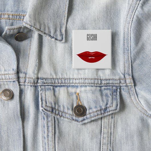 geisha mode accessoires vierkante button 5,1 cm (In situ)