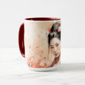 Geisha mok - Japans design haiku koffieochtend (Voorkant links)